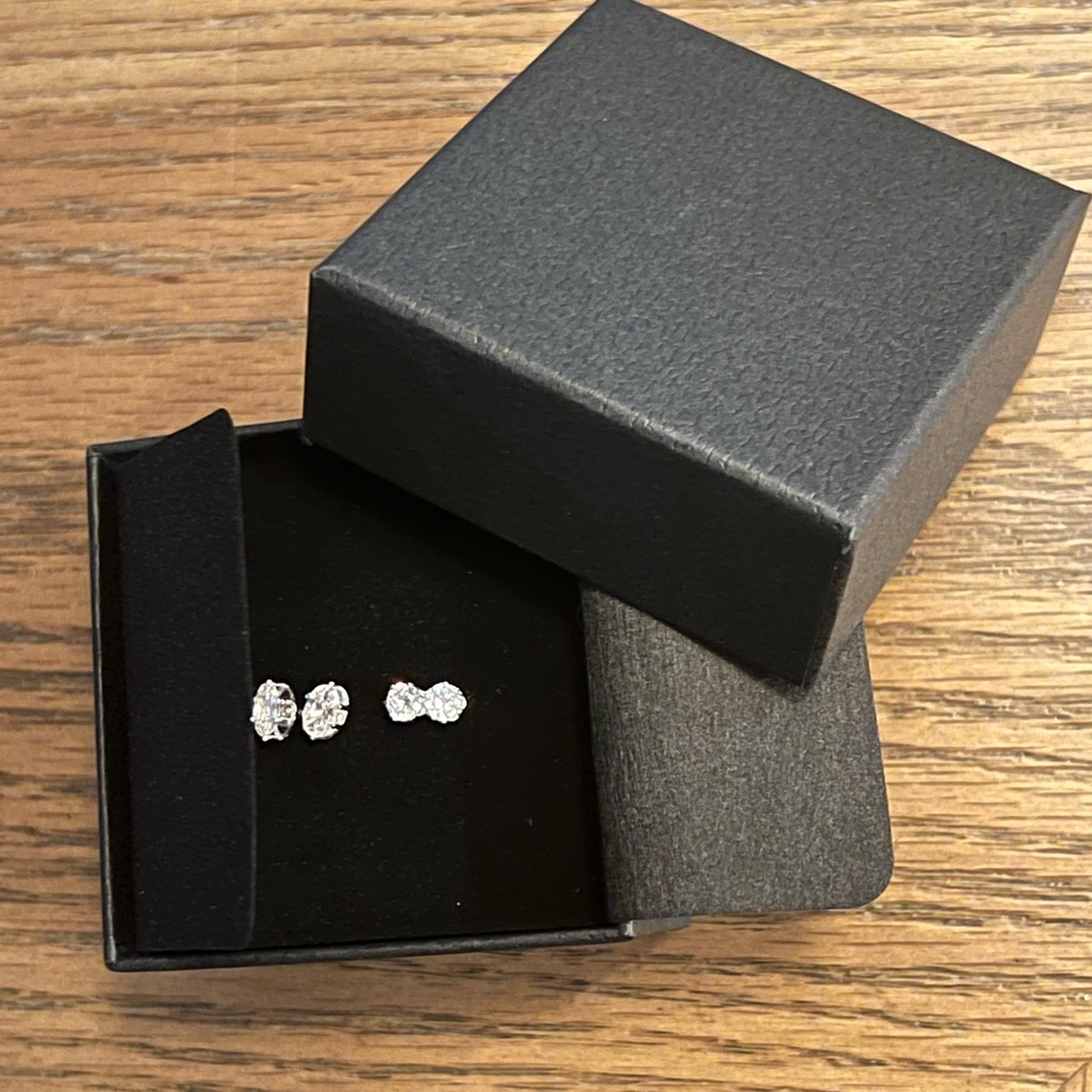 CZ Cubic Zirconia Stud Earrings Set in Box